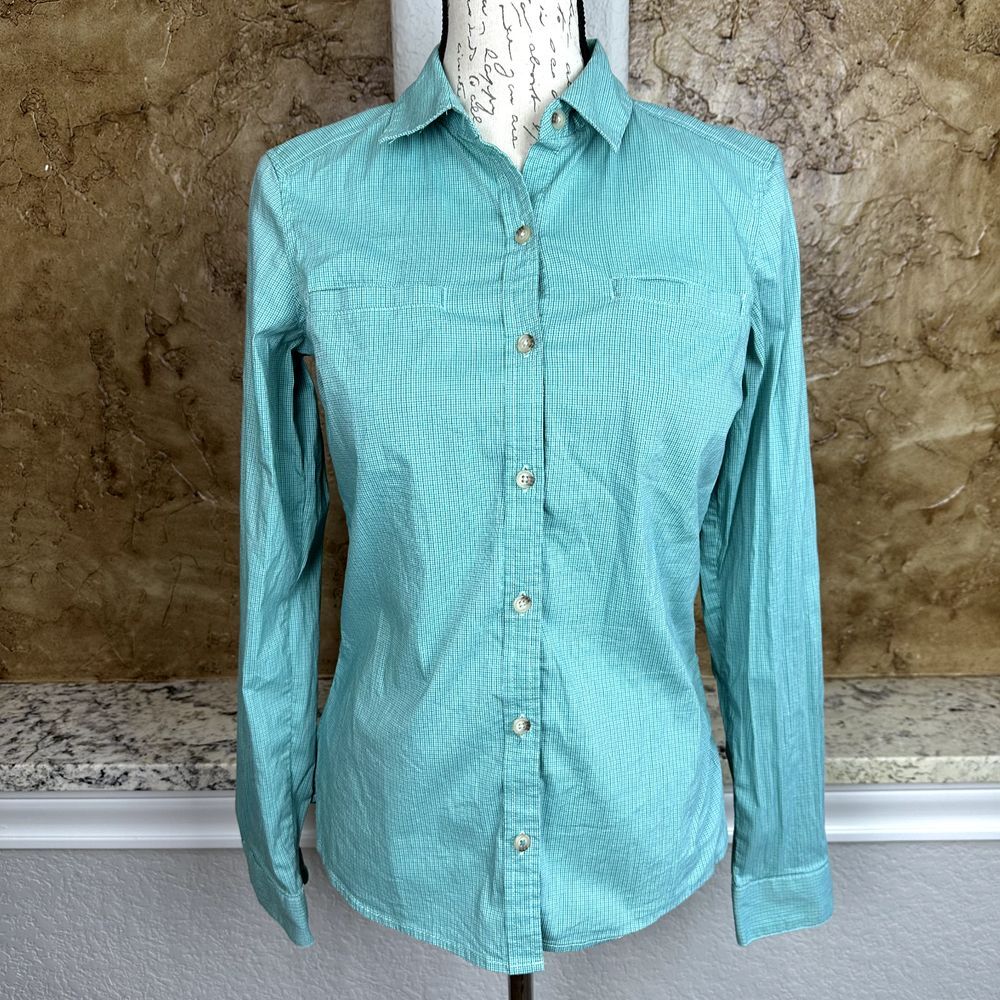 Outdoor Research‎ Rumi Button Front Shirt Women's Small Plaid Blue Long Sleeve